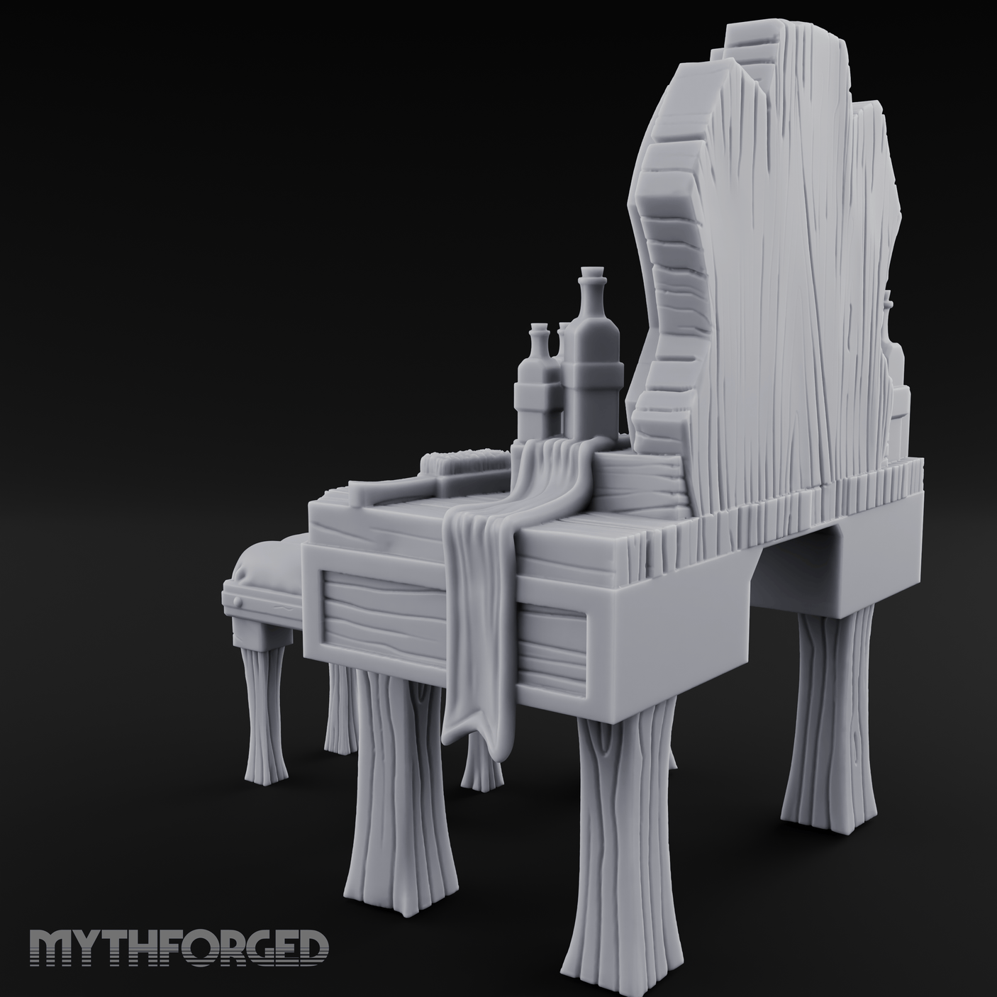 Mirror-Backed Vanity Dresser Miniature for Dungeons and Dragons, Pathfinder or other TTRPGs