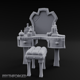 Mirror-Backed Vanity Dresser Miniature for Dungeons and Dragons, Pathfinder or other TTRPGs
