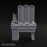 Pearl-Inlaid Vanity Dresser With Triple Mirror Miniature for Dungeons and Dragons, Pathfinder or other TTRPGs