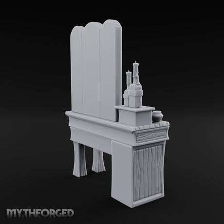 Pearl-Inlaid Vanity Dresser With Triple Mirror Miniature for Dungeons and Dragons, Pathfinder or other TTRPGs