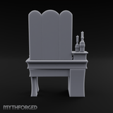 Pearl-Inlaid Vanity Dresser With Triple Mirror Miniature for Dungeons and Dragons, Pathfinder or other TTRPGs