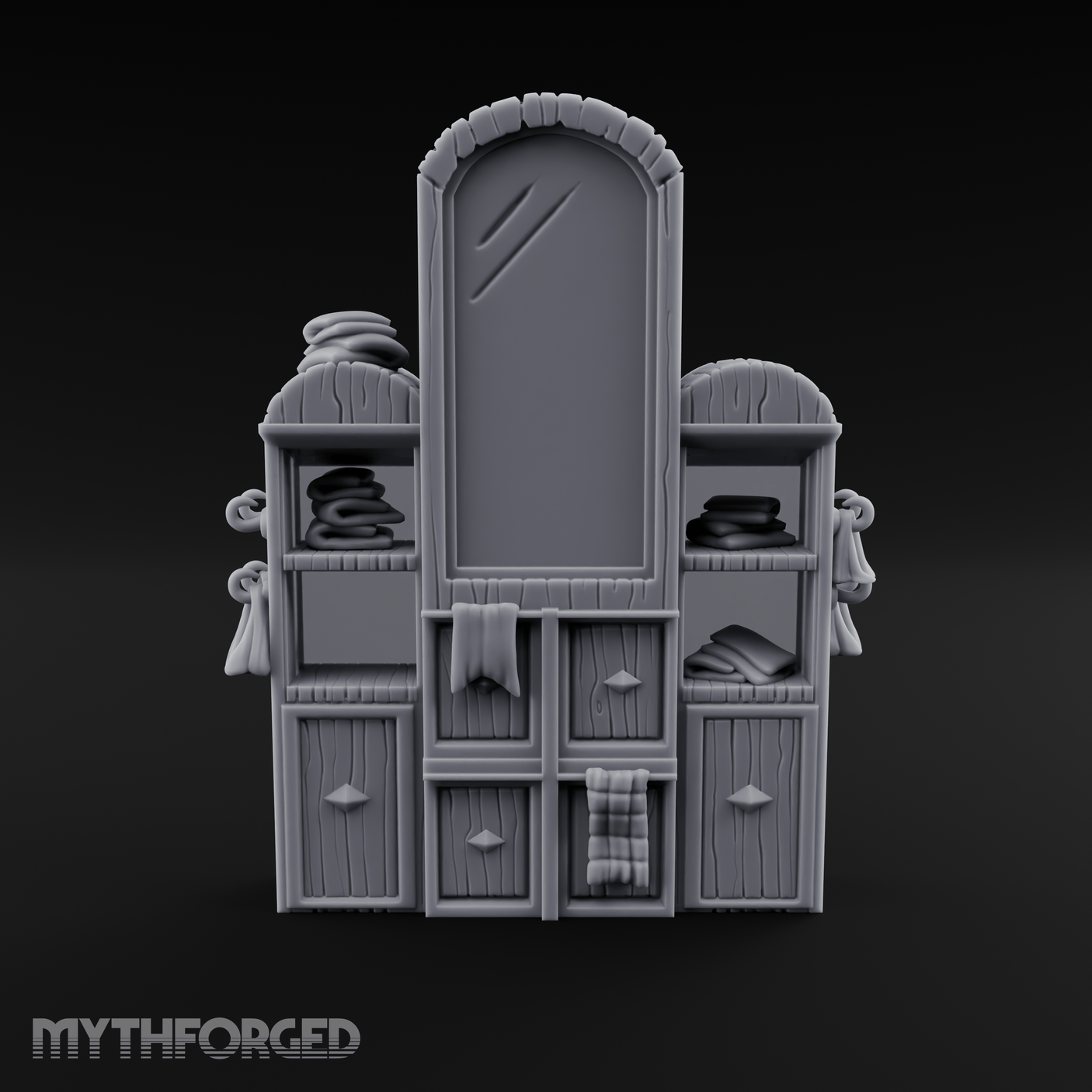 Mirror-Fronted Vanity Dresser Miniature for Dungeons and Dragons, Pathfinder or other TTRPGs