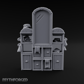 Mirror-Fronted Vanity Dresser Miniature for Dungeons and Dragons, Pathfinder or other TTRPGs