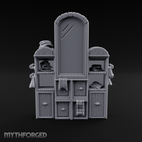 Mirror-Fronted Vanity Dresser Miniature for Dungeons and Dragons, Pathfinder or other TTRPGs