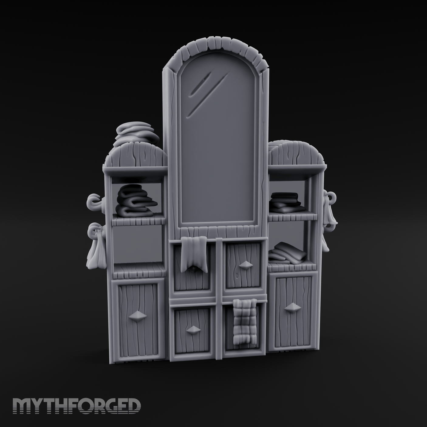 Mirror-Fronted Vanity Dresser Miniature for Dungeons and Dragons, Pathfinder or other TTRPGs