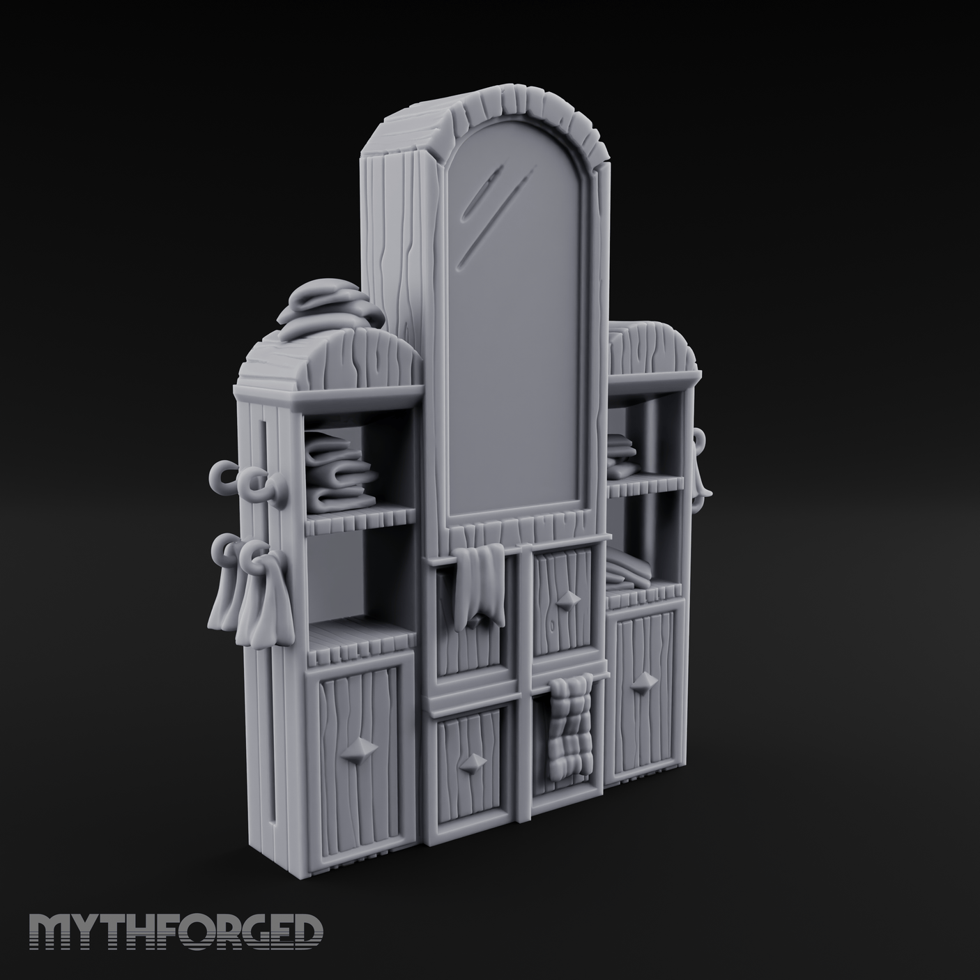 Mirror-Fronted Vanity Dresser Miniature for Dungeons and Dragons, Pathfinder or other TTRPGs