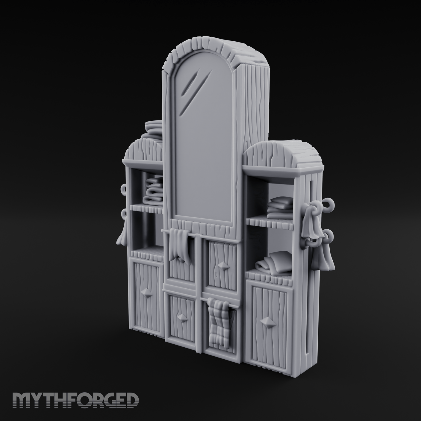 Mirror-Fronted Vanity Dresser Miniature for Dungeons and Dragons, Pathfinder or other TTRPGs