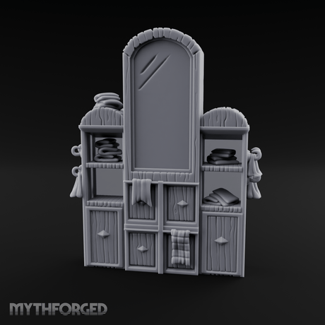 Mirror-Fronted Vanity Dresser Miniature for Dungeons and Dragons, Pathfinder or other TTRPGs