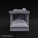 Pillow-Laden Canopy Bed Miniature for Dungeons and Dragons, Pathfinder or other TTRPGs