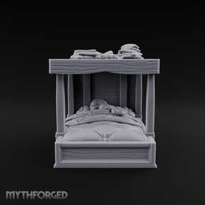 Pillow-Laden Canopy Bed Miniature for Dungeons and Dragons, Pathfinder or other TTRPGs