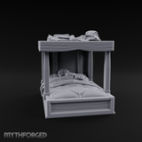Pillow-Laden Canopy Bed Miniature for Dungeons and Dragons, Pathfinder or other TTRPGs