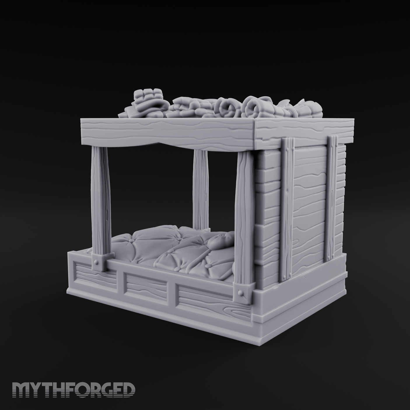 Pillow-Laden Canopy Bed Miniature for Dungeons and Dragons, Pathfinder or other TTRPGs