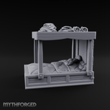 Pillow-Laden Canopy Bed Miniature for Dungeons and Dragons, Pathfinder or other TTRPGs