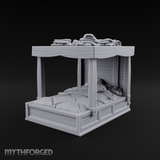 Pillow-Laden Canopy Bed Miniature for Dungeons and Dragons, Pathfinder or other TTRPGs