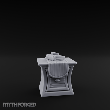 Cloth-Bundled Pedestal Table Miniature for Dungeons and Dragons, Pathfinder or other TTRPGs