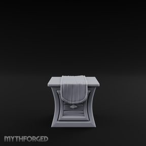 Cloth-Draped Dressing Table Miniature for Dungeons and Dragons, Pathfinder or other TTRPGs