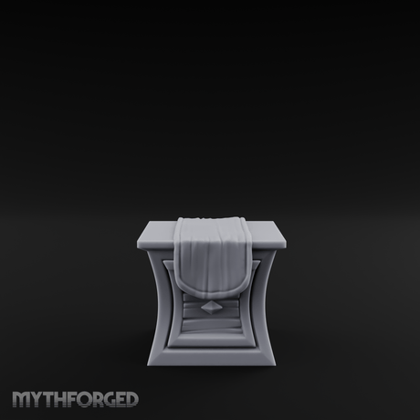 Cloth-Draped Dressing Table Miniature for Dungeons and Dragons, Pathfinder or other TTRPGs