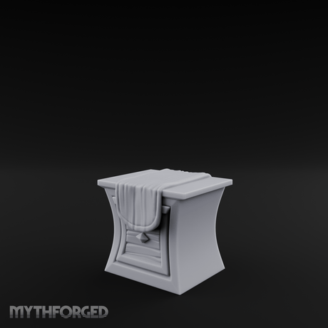 Cloth-Draped Dressing Table Miniature for Dungeons and Dragons, Pathfinder or other TTRPGs