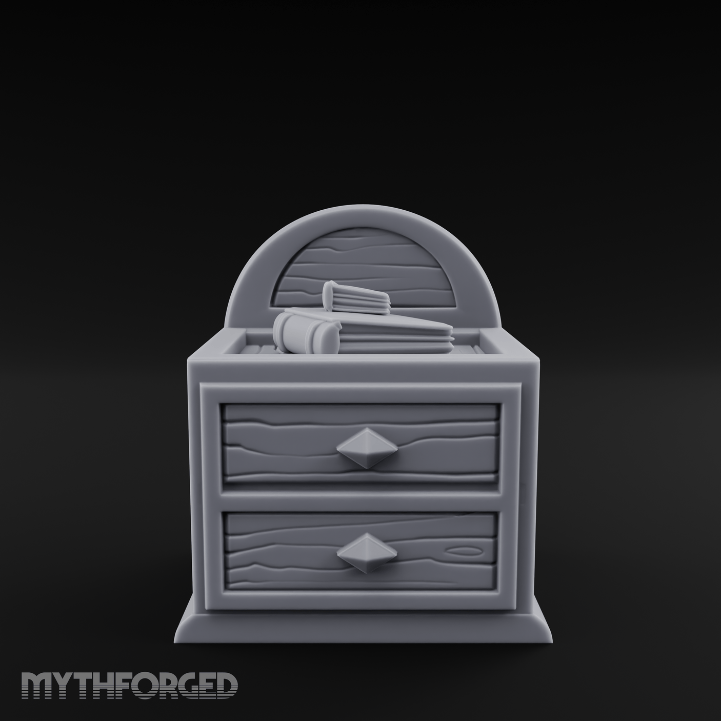 Scroll-Topped Bedroom Nightstand Miniature for Dungeons and Dragons, Pathfinder or other TTRPGs