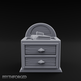 Scroll-Topped Bedroom Nightstand Miniature for Dungeons and Dragons, Pathfinder or other TTRPGs