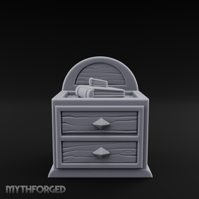 Scroll-Topped Bedroom Nightstand Miniature for Dungeons and Dragons, Pathfinder or other TTRPGs
