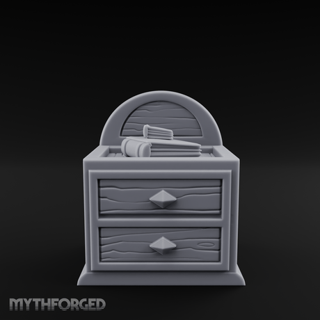 Scroll-Topped Bedroom Nightstand Miniature for Dungeons and Dragons, Pathfinder or other TTRPGs