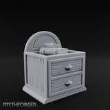 Scroll-Topped Bedroom Nightstand Miniature for Dungeons and Dragons, Pathfinder or other TTRPGs