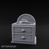 Scroll-Topped Bedroom Nightstand Miniature for Dungeons and Dragons, Pathfinder or other TTRPGs