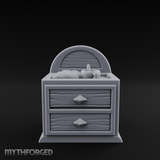 Linen-Topped Bedroom Nightstand Miniature for Dungeons and Dragons, Pathfinder or other TTRPGs