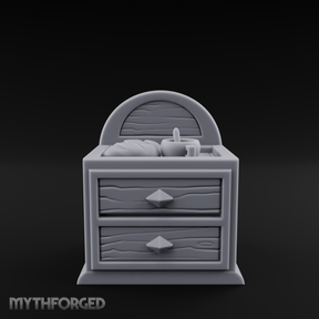 Linen-Topped Bedroom Nightstand Miniature for Dungeons and Dragons, Pathfinder or other TTRPGs