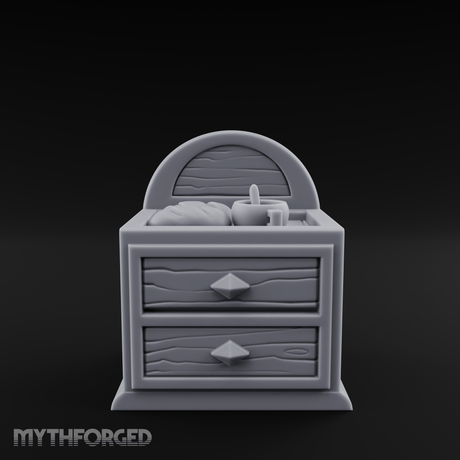 Linen-Topped Bedroom Nightstand Miniature for Dungeons and Dragons, Pathfinder or other TTRPGs