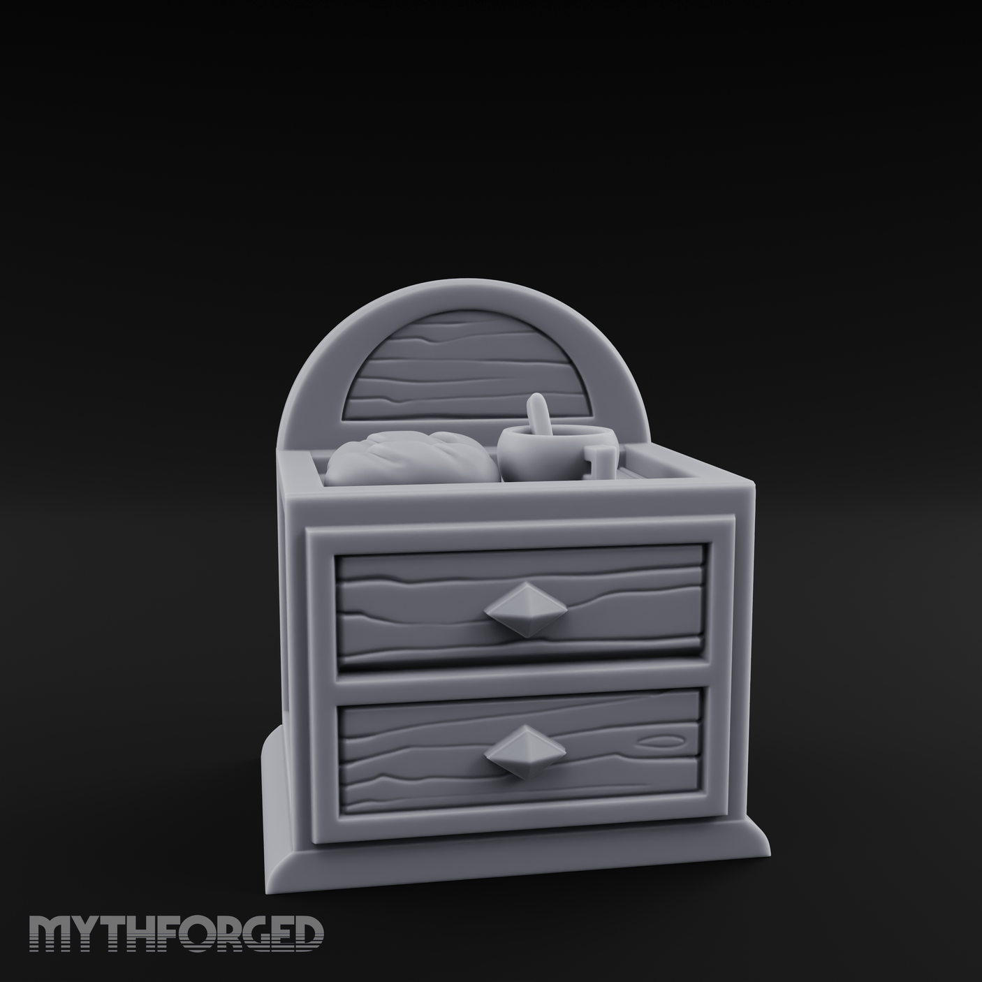 Linen-Topped Bedroom Nightstand Miniature for Dungeons and Dragons, Pathfinder or other TTRPGs