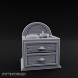 Linen-Topped Bedroom Nightstand Miniature for Dungeons and Dragons, Pathfinder or other TTRPGs