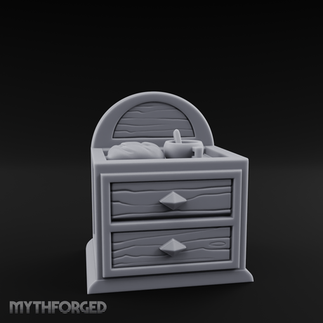 Linen-Topped Bedroom Nightstand Miniature for Dungeons and Dragons, Pathfinder or other TTRPGs