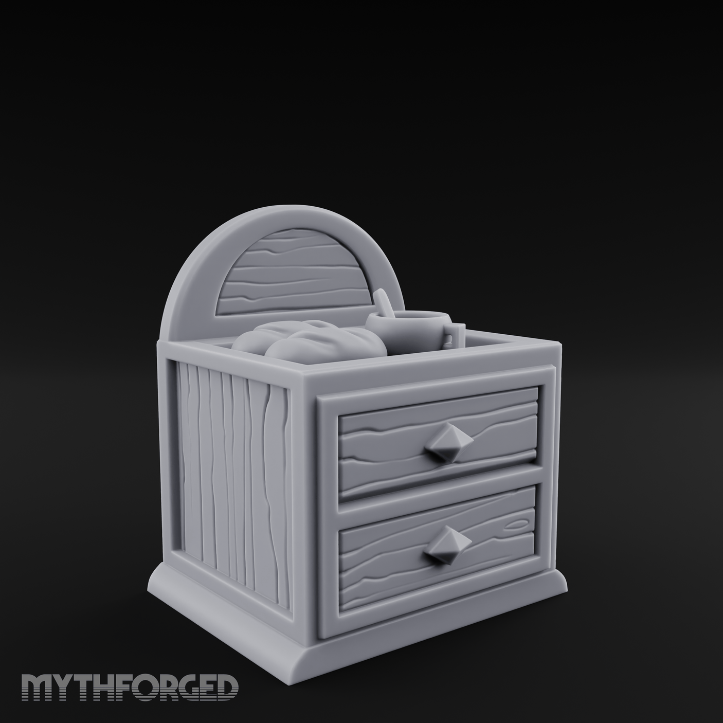 Linen-Topped Bedroom Nightstand Miniature for Dungeons and Dragons, Pathfinder or other TTRPGs