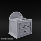 Linen-Topped Bedroom Nightstand Miniature for Dungeons and Dragons, Pathfinder or other TTRPGs