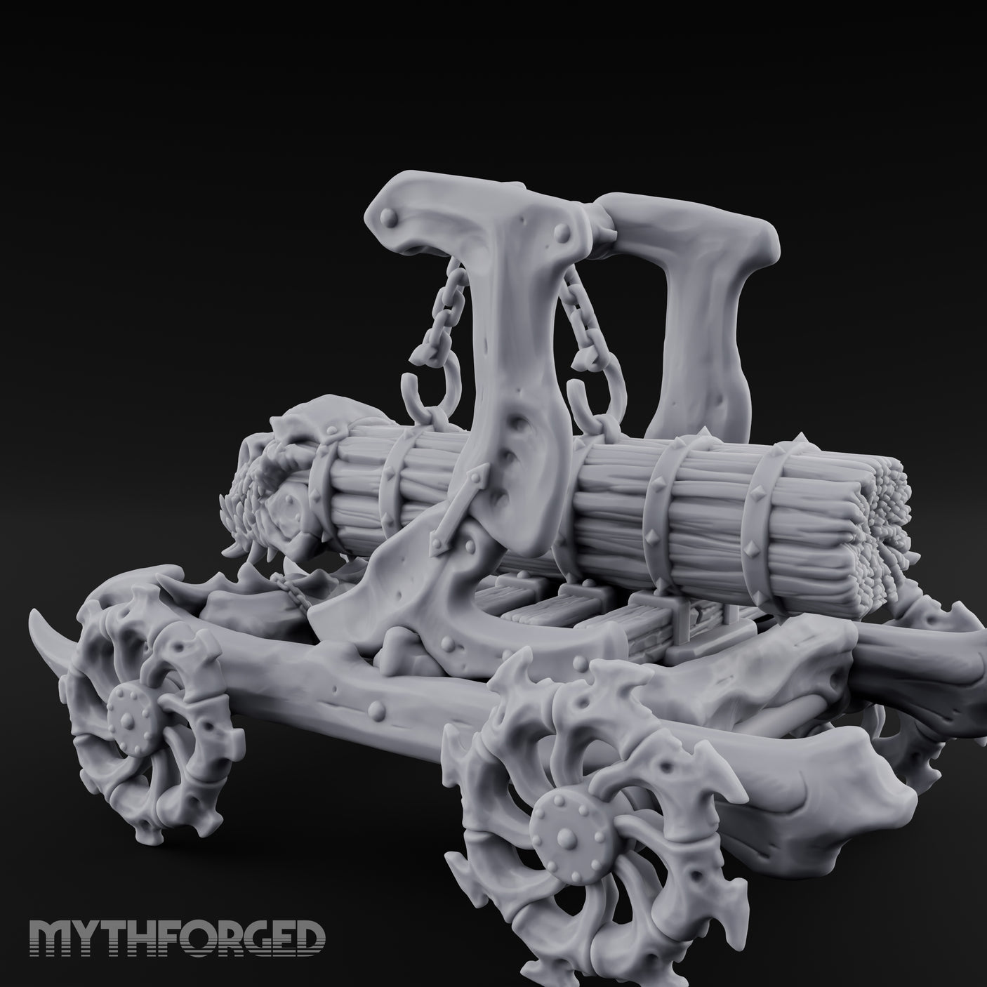 Dragonskull-Crowned Chain-Rigged Draugr Battle Ram Miniature for Dungeons and Dragons, Pathfinder or other TTRPGs