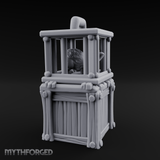Trapped Fairy Cage On Crate Miniature for Dungeons and Dragons, Pathfinder or other TTRPGs