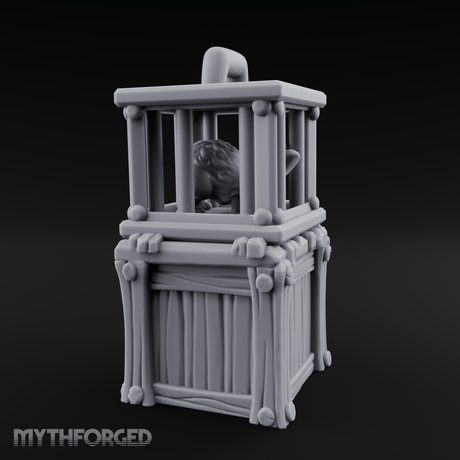 Trapped Fairy Cage On Crate Miniature for Dungeons and Dragons, Pathfinder or other TTRPGs