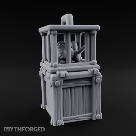Trapped Fairy Cage On Crate Miniature for Dungeons and Dragons, Pathfinder or other TTRPGs
