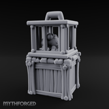 Trapped Fairy Cage On Crate Miniature for Dungeons and Dragons, Pathfinder or other TTRPGs