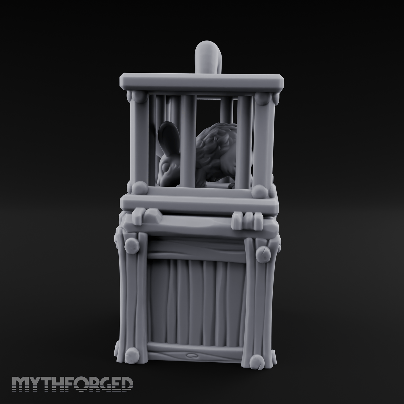 Trapped Fairy Cage On Crate Miniature for Dungeons and Dragons, Pathfinder or other TTRPGs