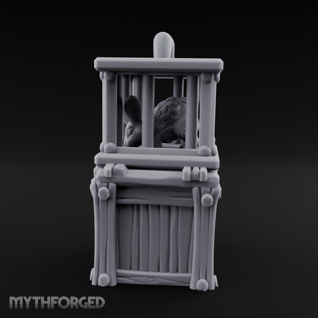 Trapped Fairy Cage On Crate Miniature for Dungeons and Dragons, Pathfinder or other TTRPGs