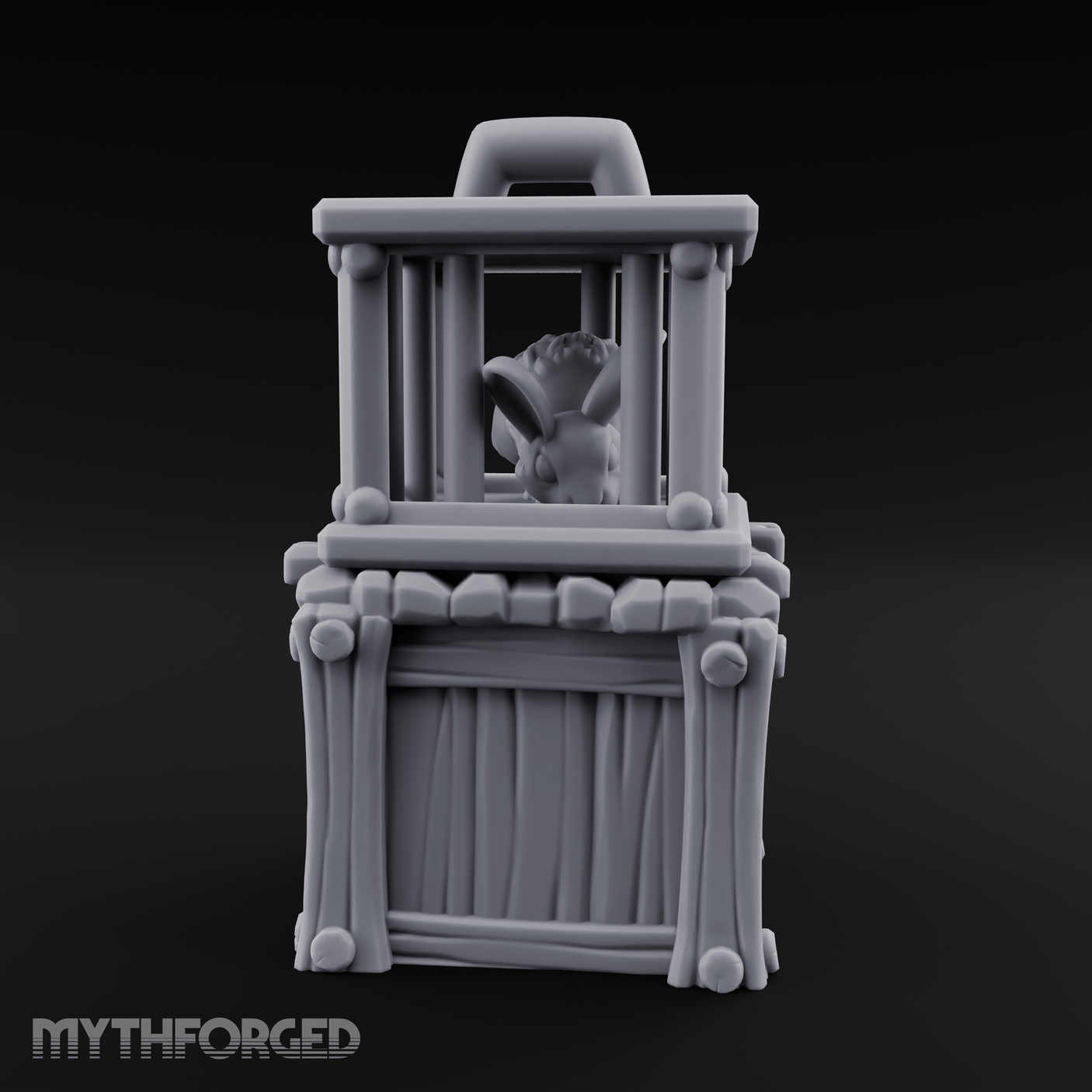 Trapped Fairy Cage On Crate Miniature for Dungeons and Dragons, Pathfinder or other TTRPGs