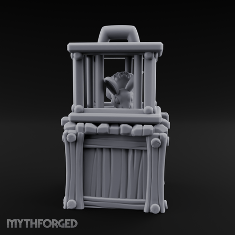 Trapped Fairy Cage On Crate Miniature for Dungeons and Dragons, Pathfinder or other TTRPGs