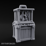 Trapped Fairy Cage On Crate Miniature for Dungeons and Dragons, Pathfinder or other TTRPGs