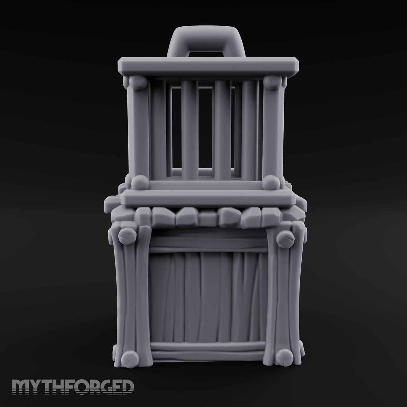 Stacked Merchant Crate And Cage Miniature for Dungeons and Dragons, Pathfinder or other TTRPGs