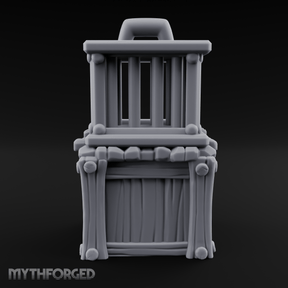 Stacked Merchant Crate And Cage Miniature for Dungeons and Dragons, Pathfinder or other TTRPGs