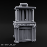 Stacked Merchant Crate And Cage Miniature for Dungeons and Dragons, Pathfinder or other TTRPGs