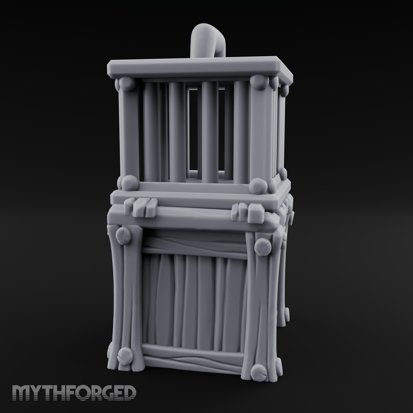 Stacked Merchant Crate And Cage Miniature for Dungeons and Dragons, Pathfinder or other TTRPGs